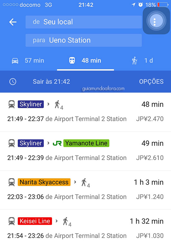trens do aeroport de Narita