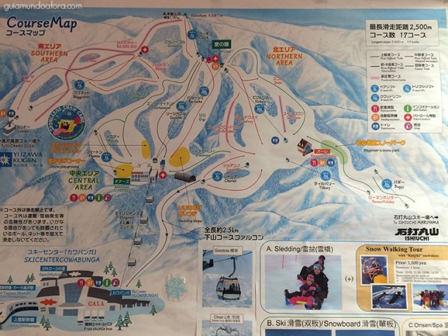Mapa de pistas de ski em Tóquio
